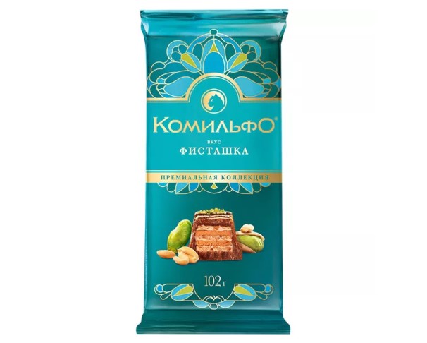 Шоколад КОМИЛЬФО Фисташка 102г / интернет-магазин напитков Лоза в Улан-Удэ