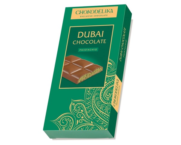 Шоколад ШОКОДЕЛИКА молочный с начинкой Дубай фисташка 50г / интернет-магазин напитков Лоза в Улан-Удэ