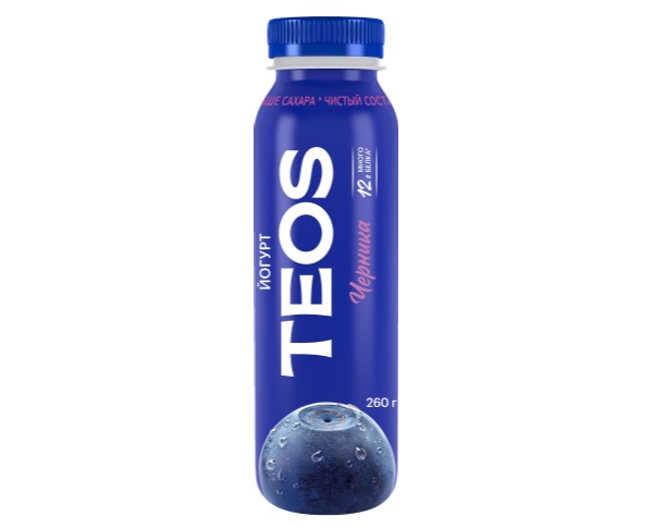 Йогурт ТЕОС Черника 1.8% 260г БЗМЖ / интернет-магазин напитков Лоза в Улан-Удэ