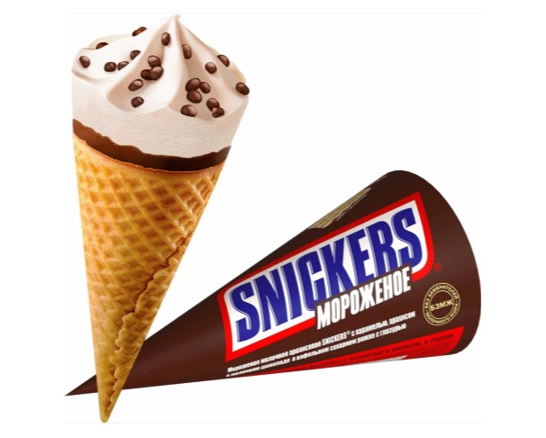 Мороженое СНИКЕРС 96г рожок БЗМЖ / интернет-магазин напитков Лоза в Улан-Удэ