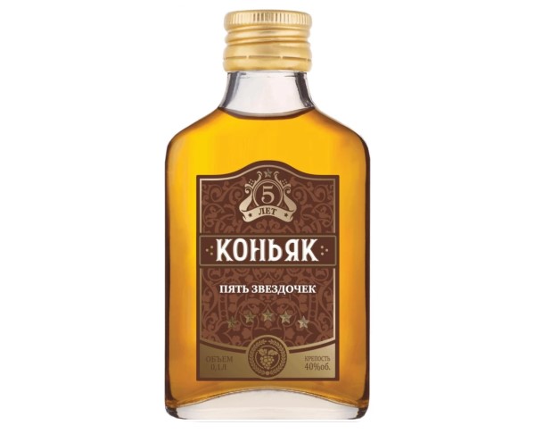 Коньяк НАРОЧЬ Пять звездочек 40% 350мл фляжка (Беларусь) / интернет-магазин напитков Лоза в Улан-Удэ