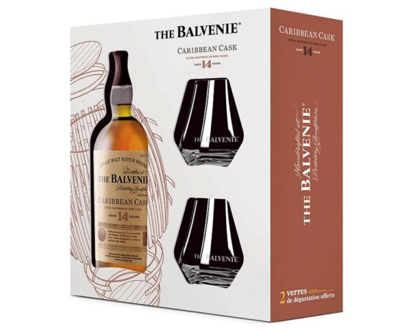 Виски БАЛВЭНИ Каррибиен Каск 14 лет шотл. односолод. 43% 700мл п/у + 2 стакана / интернет-магазин напитков Лоза в Улан-Удэ