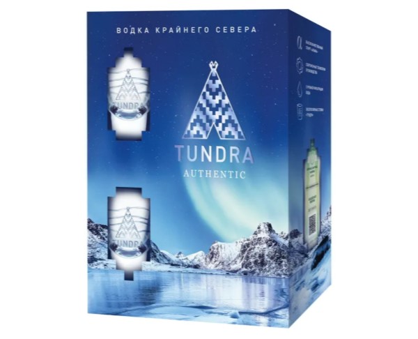 Водка ТУНДРА Аутентик 40% 500мл п/у + 2 стопки / интернет-магазин напитков Лоза в Улан-Удэ