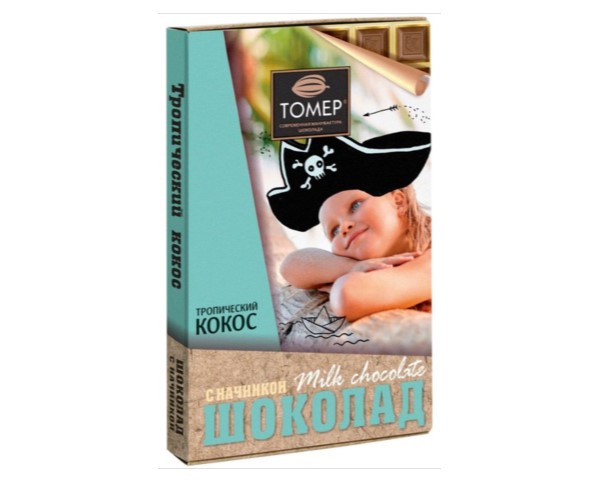 Шоколад ТОМЕР молочный с кокосовой начинкой 115г / интернет-магазин напитков Лоза в Улан-Удэ