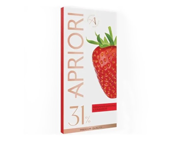 Шоколад АПРИОРИ молочный с клубникой 85г / интернет-магазин напитков Лоза в Улан-Удэ