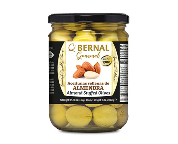 Оливки БЕРНАЛ Алмендра с миндалем 436г ст/б / интернет-магазин напитков Лоза в Улан-Удэ