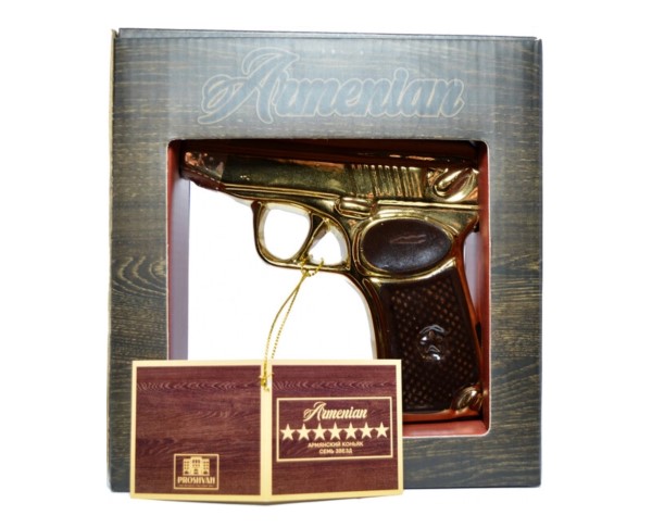 Коньяк СЕМЬ ЗВЕЗД КВ 7 лет Пистолет позолоченный 40% 100мл п/у / интернет-магазин напитков Лоза в Улан-Удэ