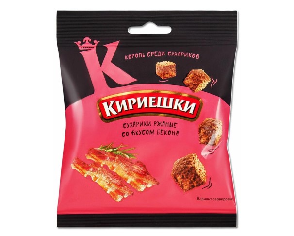 Сухарики КИРИЕШКИ Бекон 40 г / интернет-магазин напитков Лоза в Улан-Удэ