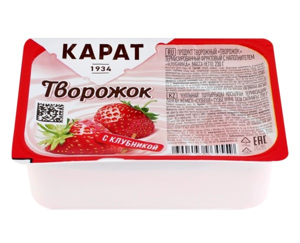 Творожок КАРАТ Клубника 230г / интернет-магазин напитков Лоза в Улан-Удэ