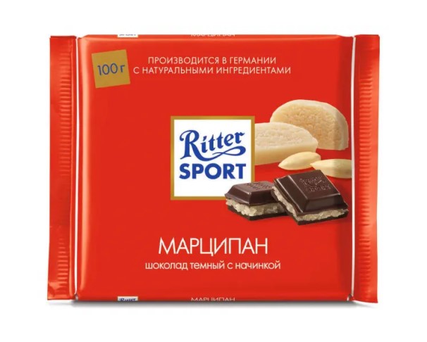 Шоколад RITTER SPORT горький с благородным марципаном 100г / интернет-магазин напитков Лоза в Улан-Удэ