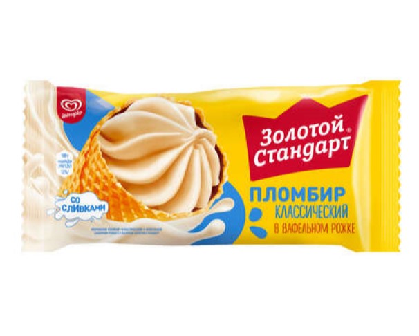 Мороженое ИНМАРКО ЗОЛОТОЙ СТАНДАРТ Большой рожок пломбир 100г БЗМЖ / интернет-магазин напитков Лоза в Улан-Удэ