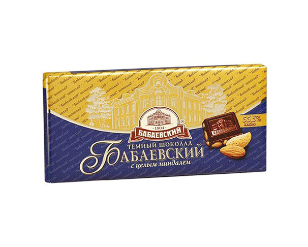Шоколад БАБАЕВСКИЙ горький с цельным миндалем 200г / интернет-магазин напитков Лоза в Улан-Удэ