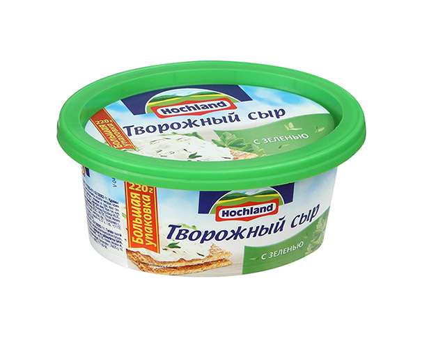 Сыр ХОХЛАНД Творожный с зеленью 140г БЗМЖ / интернет-магазин напитков Лоза в Улан-Удэ