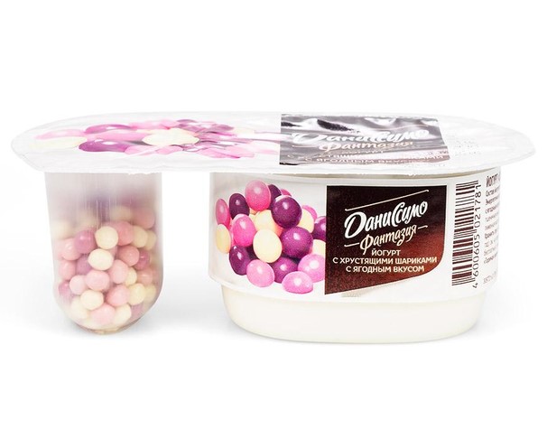 Йогурт ДАНИССИМО Фантазия Ягодные шарики 105г БЗМЖ / интернет-магазин напитков Лоза в Улан-Удэ