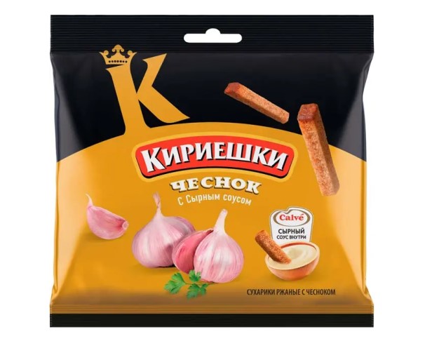 Сухарики КИРИЕШКИ Чеснок с сырным соусом 60г / интернет-магазин напитков Лоза в Улан-Удэ
